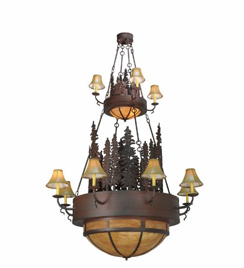 54"W Walden Pine 2 Tier Chandelier - Elite Lumina