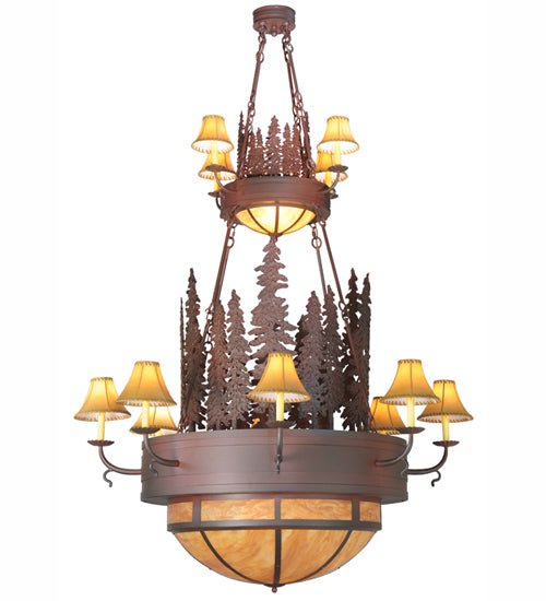 54"W Walden Pine 2 Tier Chandelier - Elite Lumina