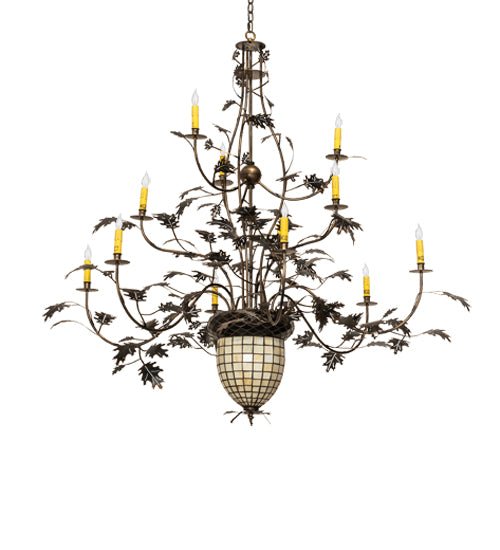 60" Wide Greenbriar Oak 12 Arm Chandelier - Elite Lumina