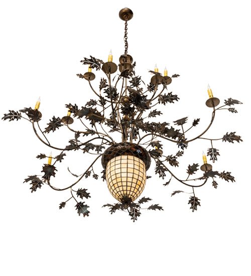 60" Wide Greenbriar Oak 12 Arm Chandelier - Elite Lumina