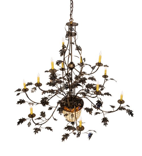 60" Wide Greenbriar Oak 12 Arm Chandelier - Elite Lumina