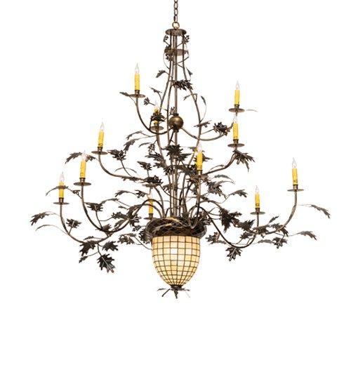 60" Wide Greenbriar Oak 12 Arm Chandelier - Elite Lumina