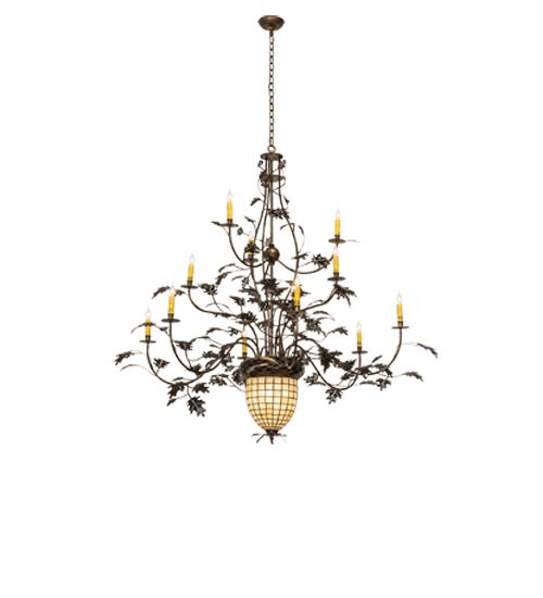 60" Wide Greenbriar Oak 12 Arm Chandelier - Elite Lumina