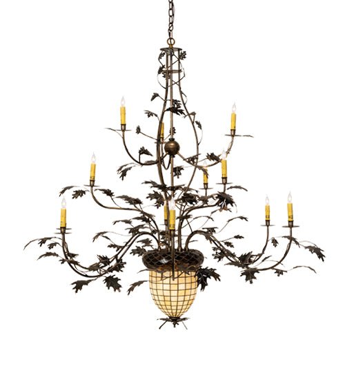 60" Wide Greenbriar Oak 12 Arm Chandelier - Elite Lumina