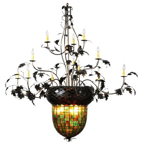 63"W Greenbriar Oak 12 Arm Chandelier - Elite Lumina