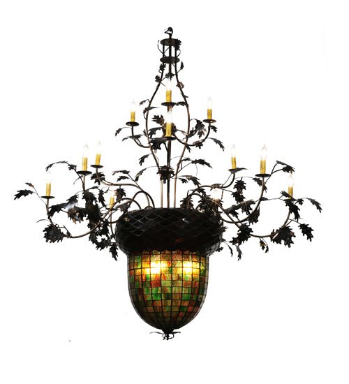 63"W Greenbriar Oak 12 Arm Chandelier - Elite Lumina