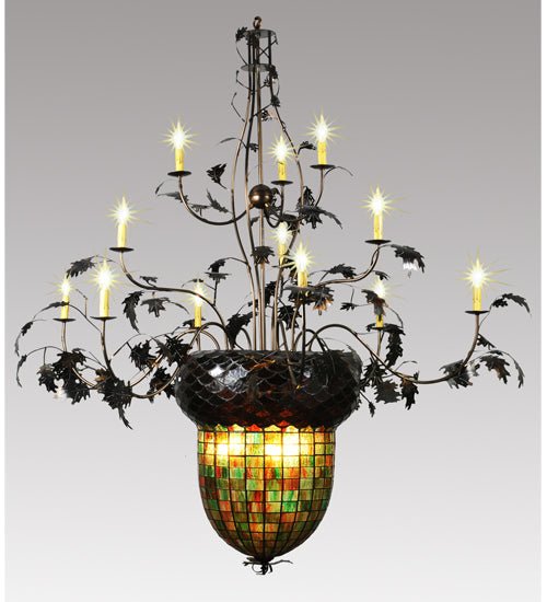 63"W Greenbriar Oak 12 Arm Chandelier - Elite Lumina