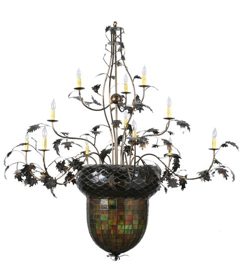 63"W Greenbriar Oak 12 Arm Chandelier - Elite Lumina