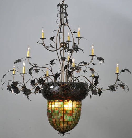 63"W Greenbriar Oak 12 Arm Chandelier - Elite Lumina