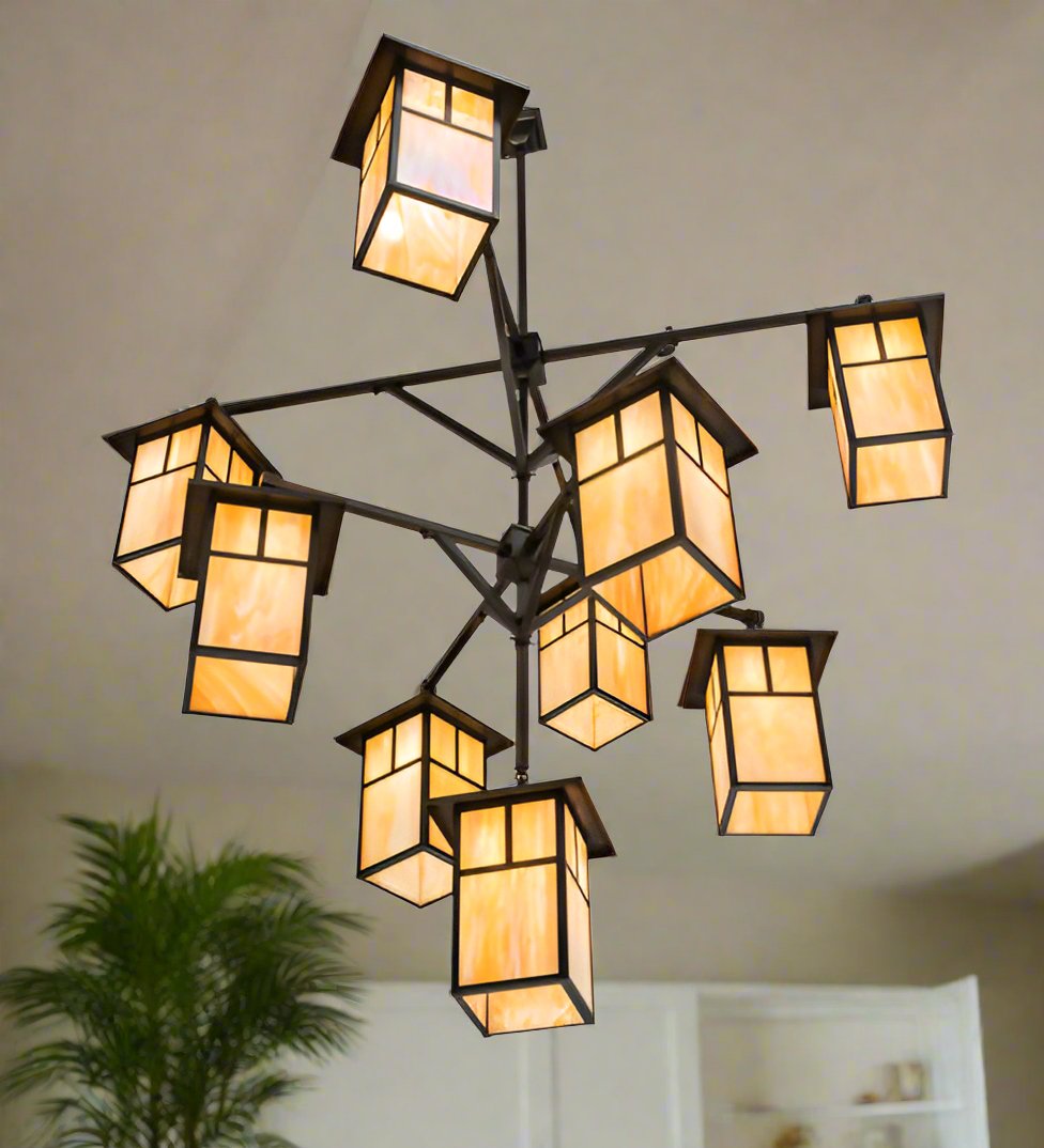 64" Wide Hyde Park T Mission 9 Light Hanging Lantern Chandelier - Elite Lumina