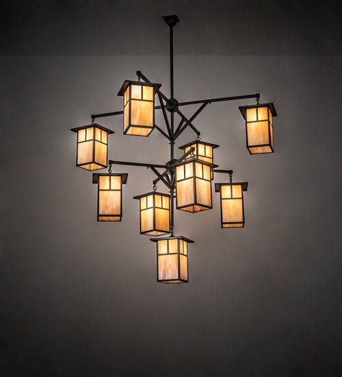 64" Wide Hyde Park T Mission 9 Light Hanging Lantern Chandelier - Elite Lumina