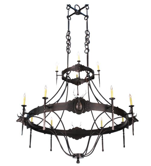 72"W Stag 12 LT Two Tier Chandelier - Elite Lumina