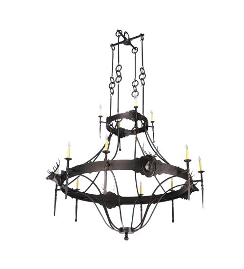 72"W Stag 12 LT Two Tier Chandelier - Elite Lumina