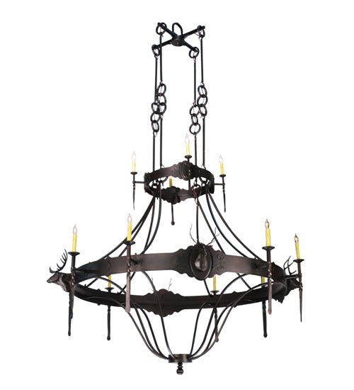 72"W Stag 12 LT Two Tier Chandelier - Elite Lumina